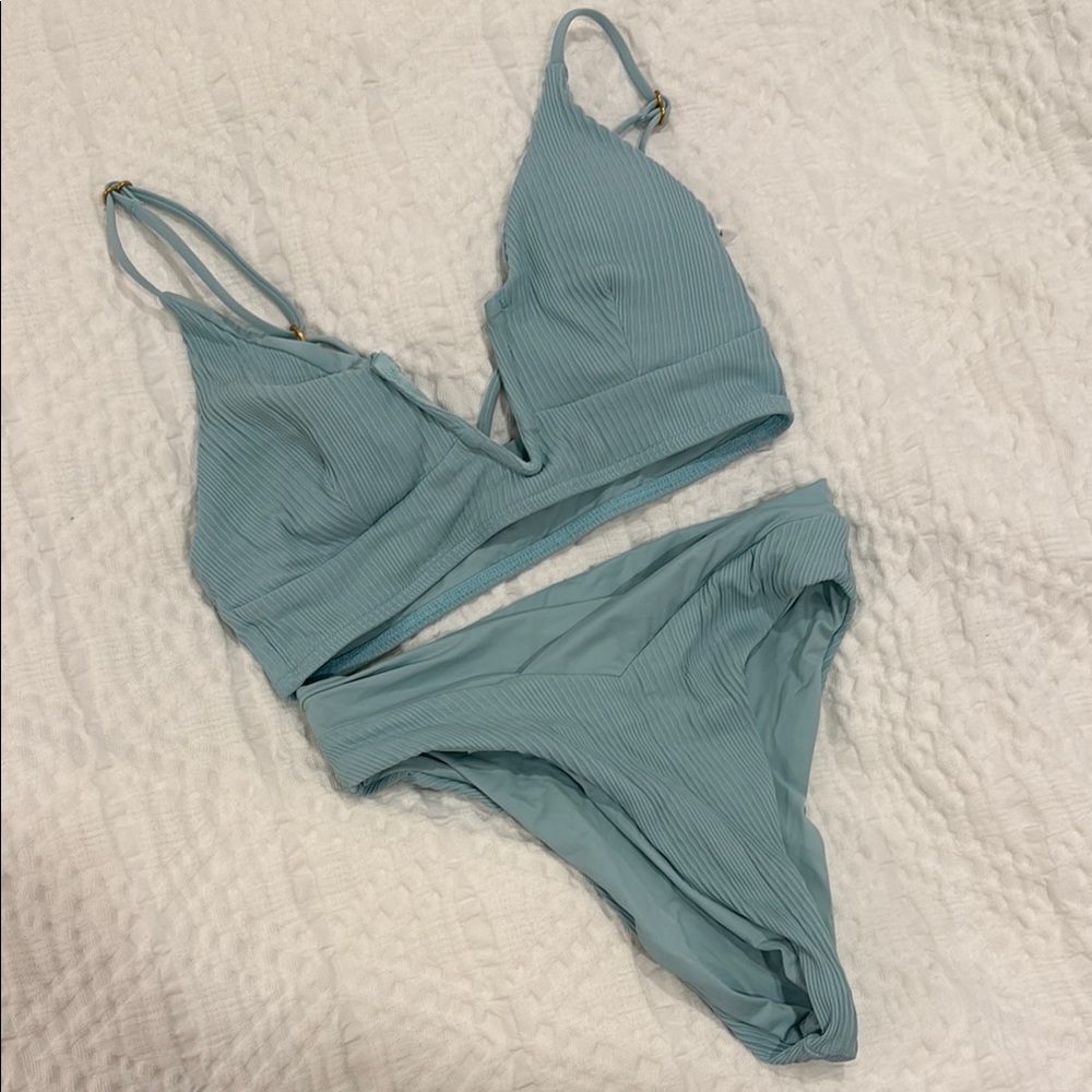 L*Space Ribbed Bikini in Light Blue